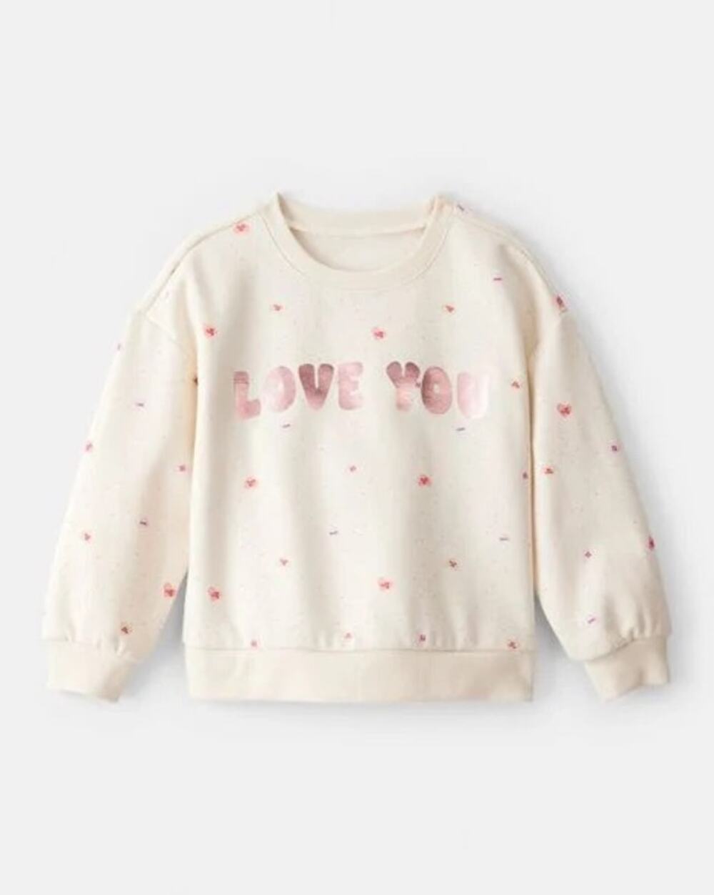 NEW! Carter’s Toddler Girl Heart Long-Sleeve Pullover Sweatshirt - Ivory 3T